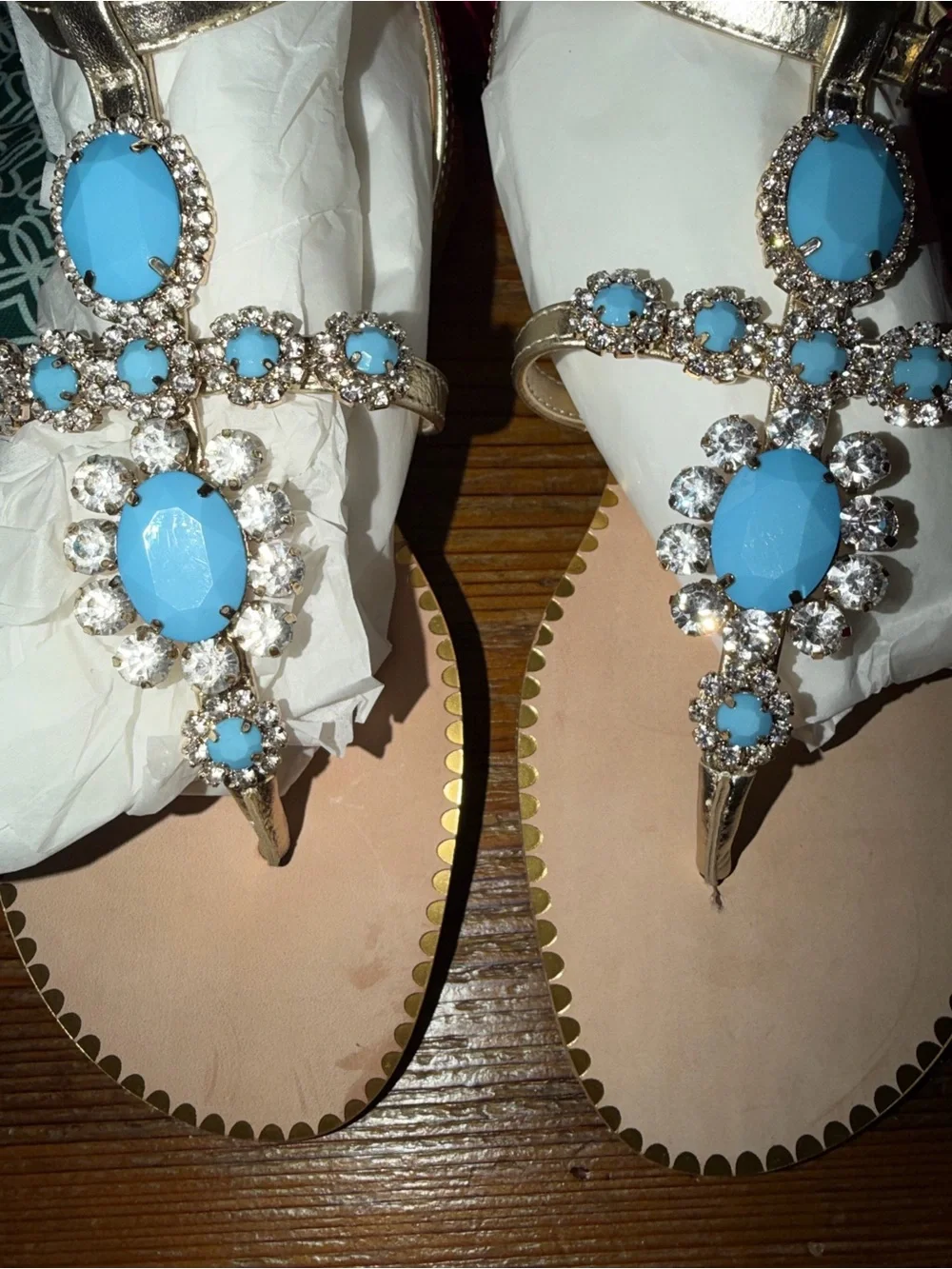 Lilly Pulitzer Katie Jeweled Sandals Bermuda Blue Size 7 NIB